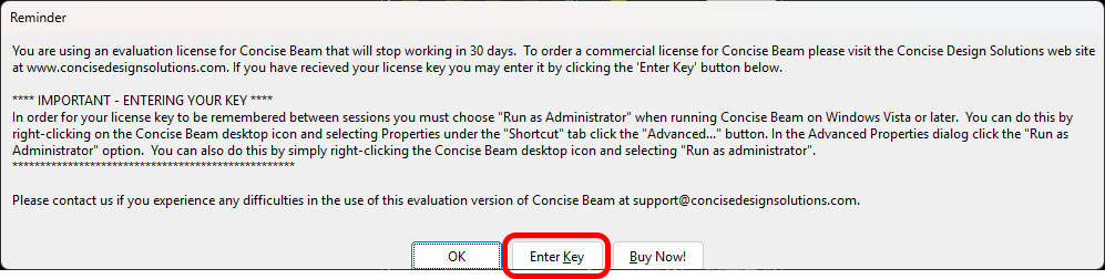 How to Activate Concise Beam | Concise Design Solutions Limited